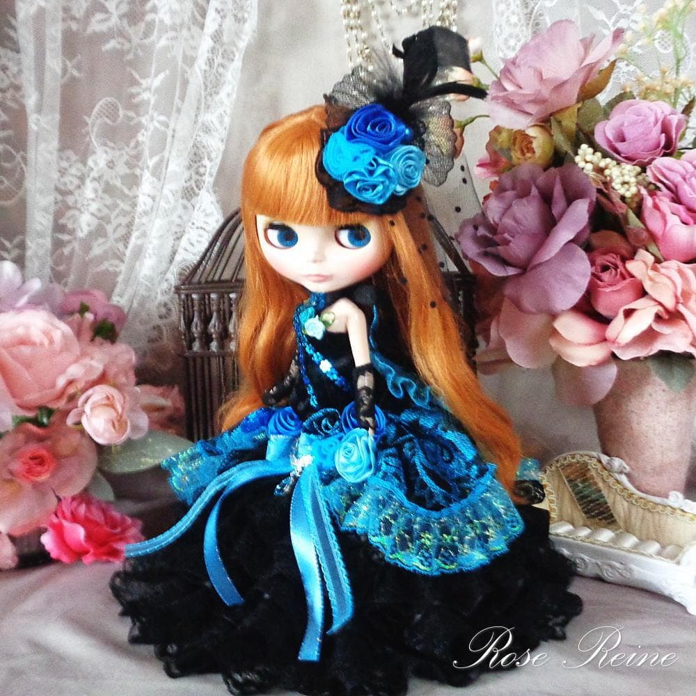 春祭セール！夜空に煌めくブラック＆ターコイズのクラシックマーメイドドレス