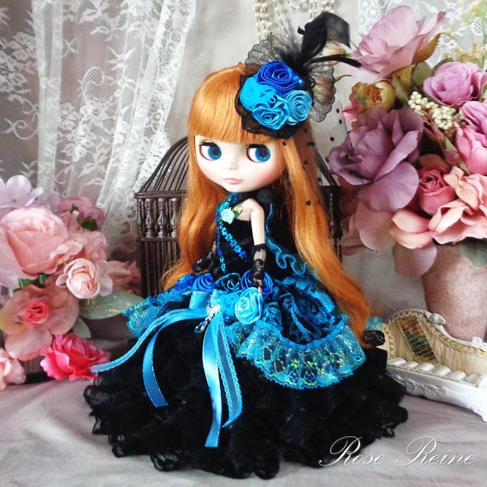 春祭セール！夜空に煌めくブラック＆ターコイズのクラシックマーメイドドレス