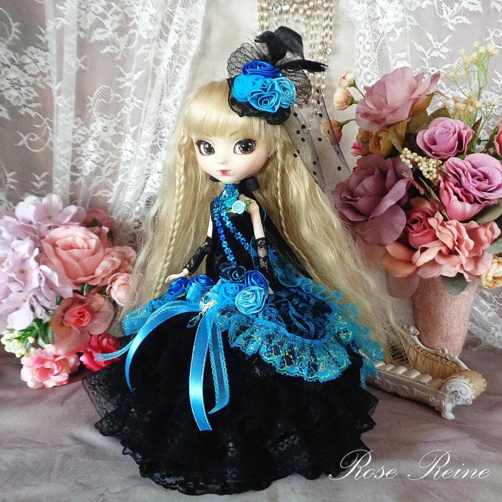 春祭セール！夜空に煌めくブラック＆ターコイズのクラシックマーメイドドレス