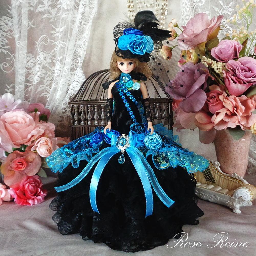 春祭セール！夜空に煌めくブラック＆ターコイズのクラシックマーメイドドレス