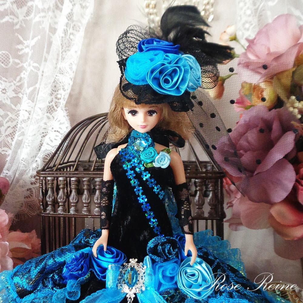 春祭セール！夜空に煌めくブラック＆ターコイズのクラシックマーメイドドレス