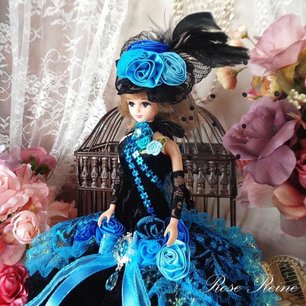 春祭セール！夜空に煌めくブラック＆ターコイズのクラシックマーメイドドレス