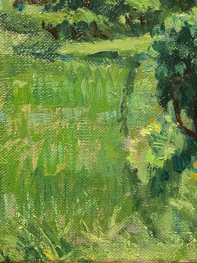 「真作」藤田重夫「戸隠高原」風景画　油彩画　額装　サイン有り　F6号