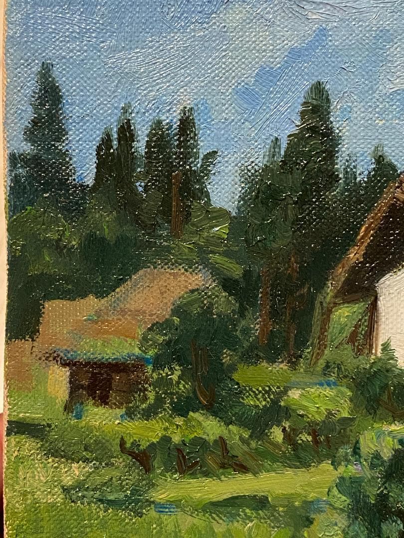 「真作」藤田重夫「戸隠高原」風景画　油彩画　額装　サイン有り　F6号