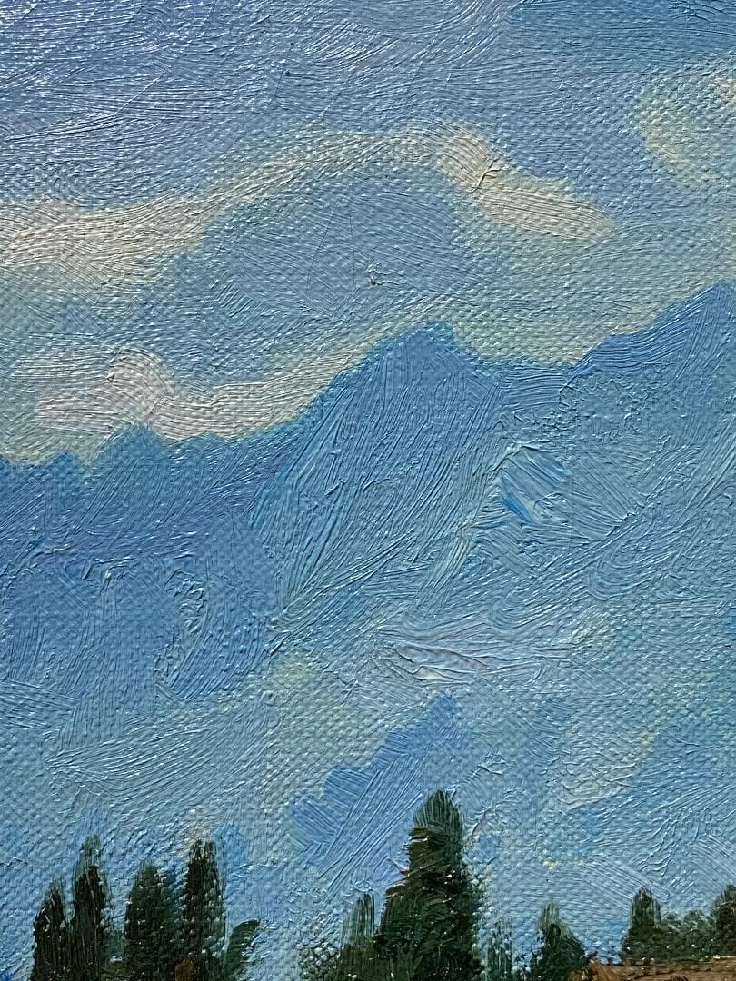 「真作」藤田重夫「戸隠高原」風景画　油彩画　額装　サイン有り　F6号