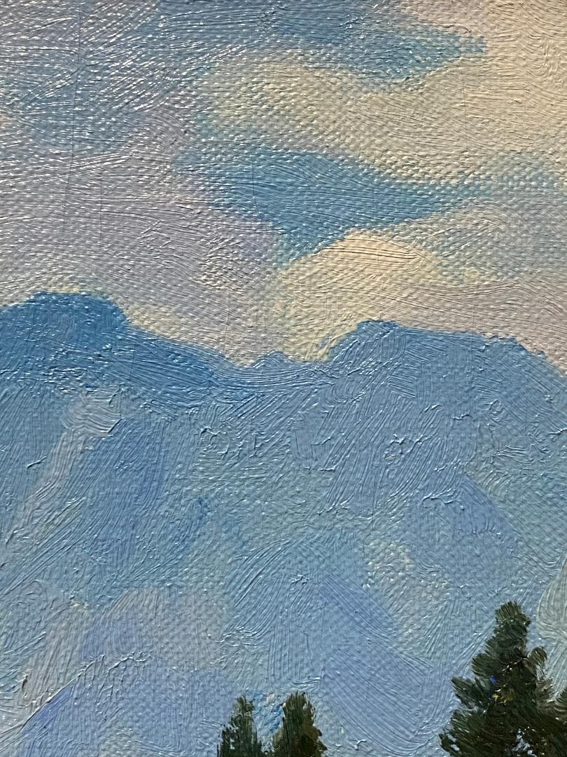 「真作」藤田重夫「戸隠高原」風景画　油彩画　額装　サイン有り　F6号