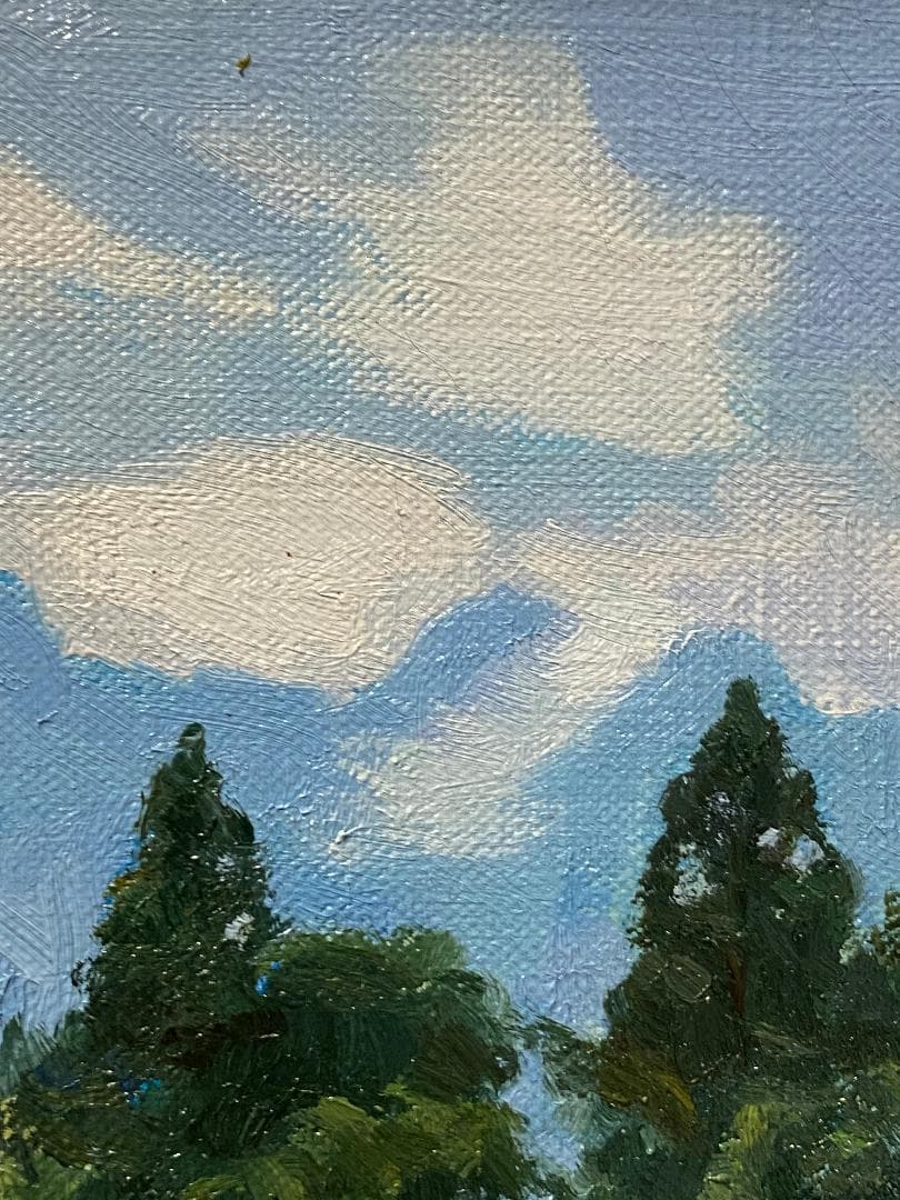 「真作」藤田重夫「戸隠高原」風景画　油彩画　額装　サイン有り　F6号