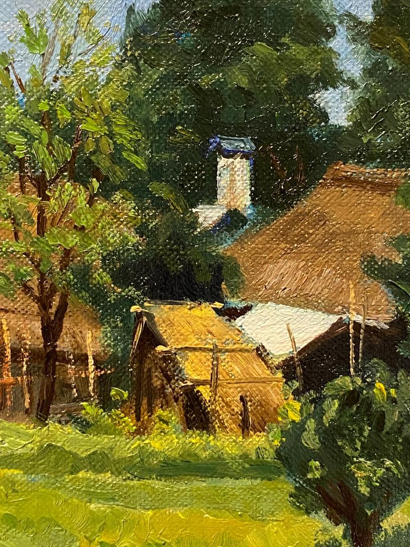 「真作」藤田重夫「戸隠高原」風景画　油彩画　額装　サイン有り　F6号