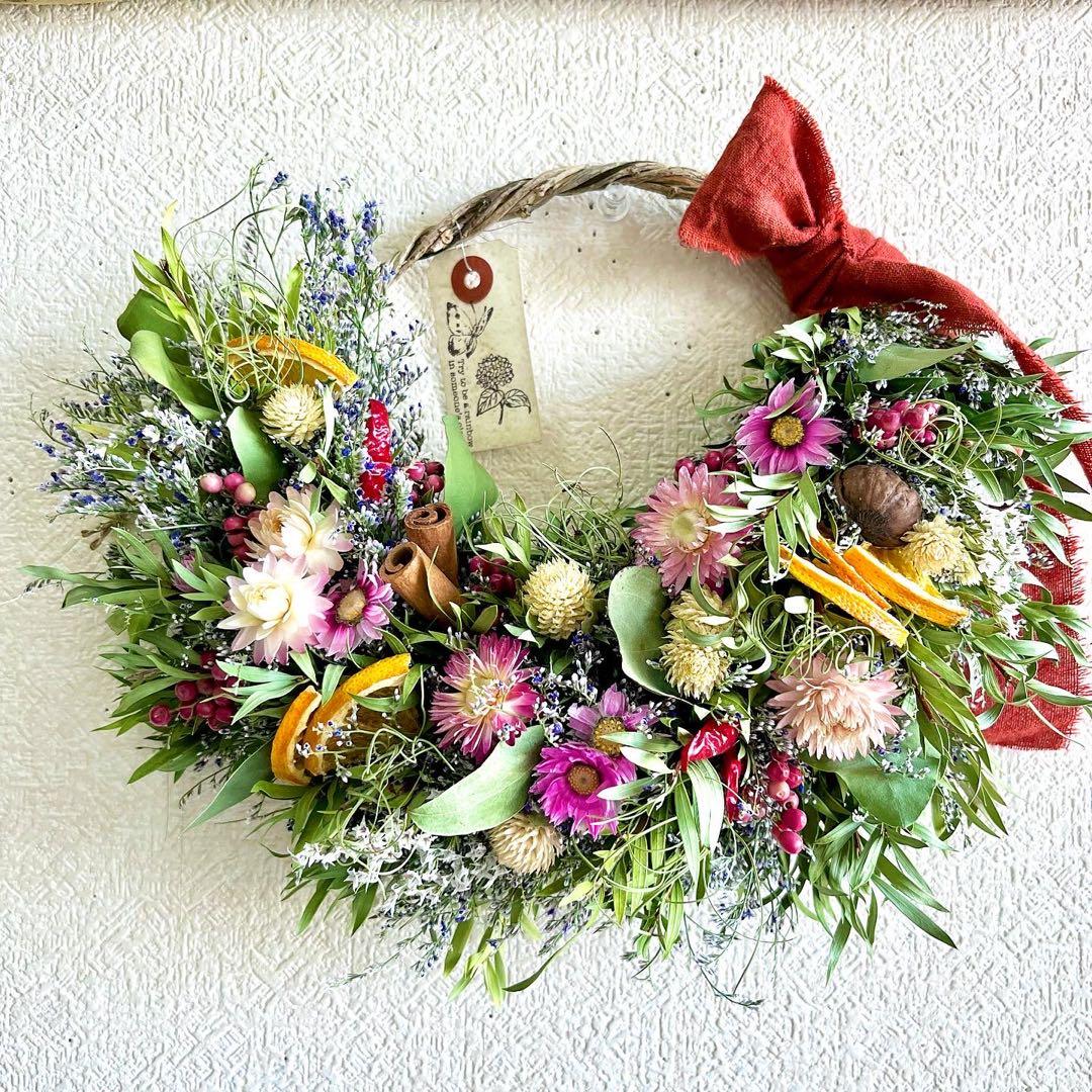 ドライフラワーリース　ドライフラワースワッグ