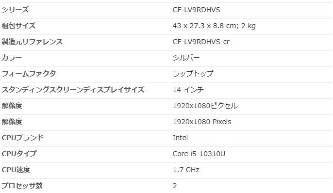 レッツノート/14型/W11/i5-⒑世代/8G/1T/‎CF-LV9RDHVS