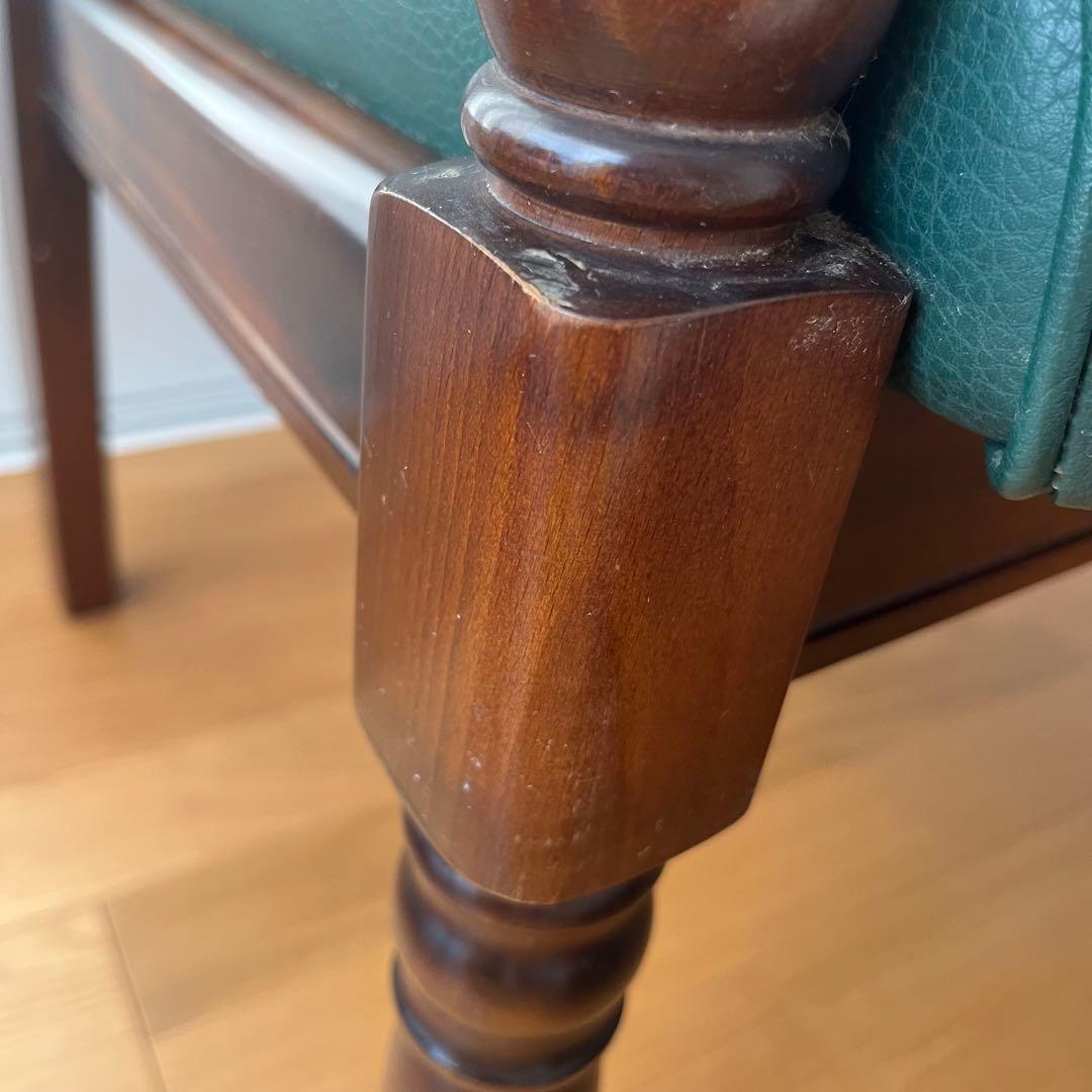 美品⭐︎ カリモク アームチェア 緑レザー 木製椅子 キツツキ　廃盤品　送料込み②