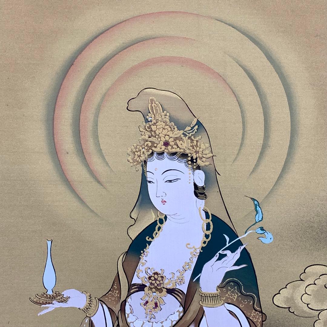 掛軸 福田素仙 観音之図 共箱 仏事 行事 年中①