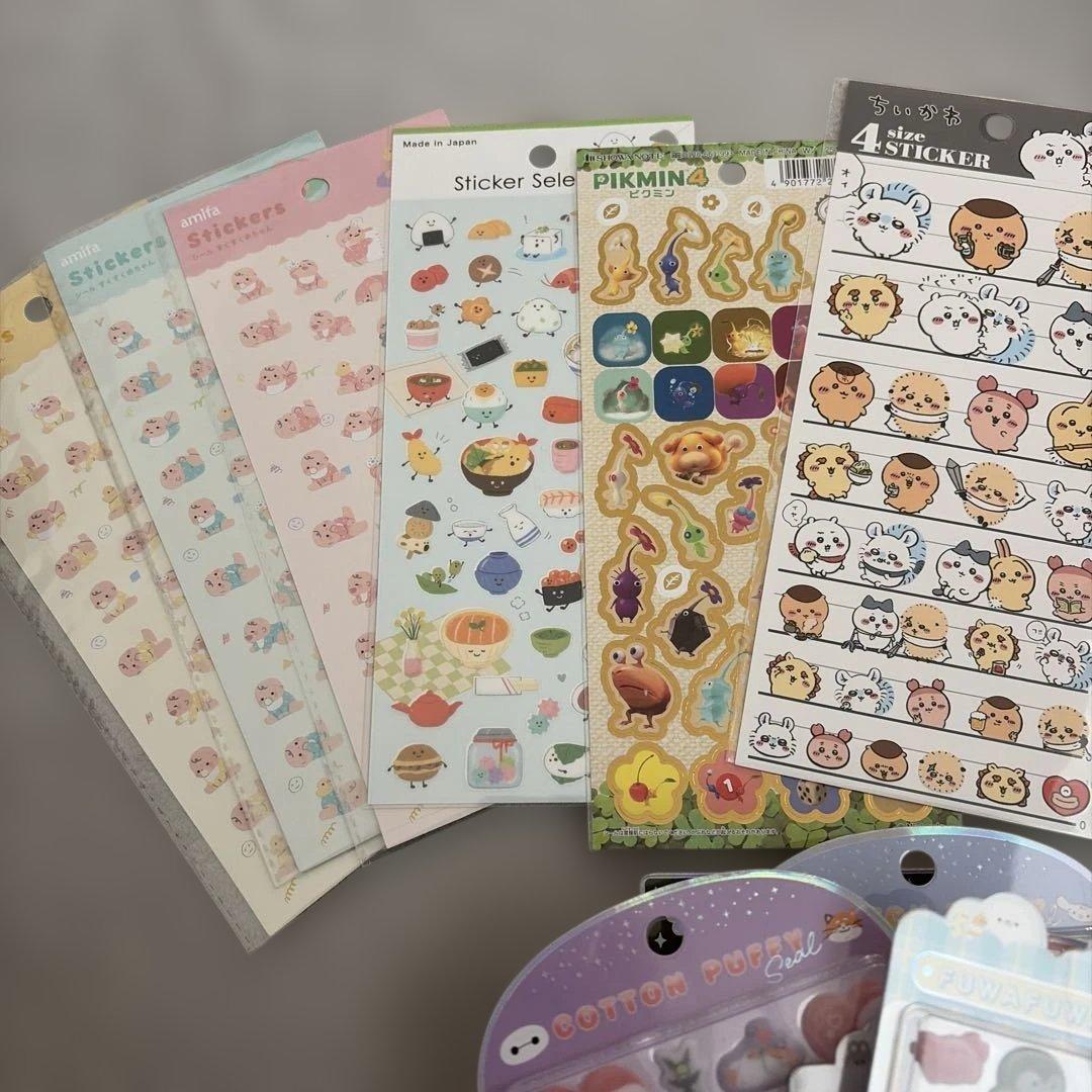 ボンボンドロップシール　コットンパフィー　うるちゅる　百均　シール　ちいかわ