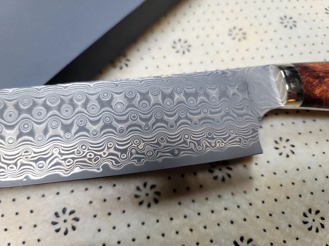 二唐刃物　暗紋 ダマスカス　sg2 筋引き　300ミリ