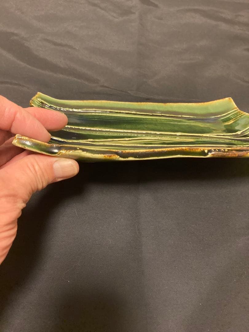 作家モノ 橋口信弘　織部 角皿 2枚組 銘々皿 釉だまり モダン 懐石