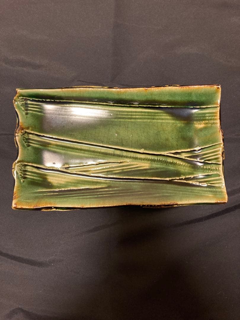 作家モノ 橋口信弘　織部 角皿 2枚組 銘々皿 釉だまり モダン 懐石