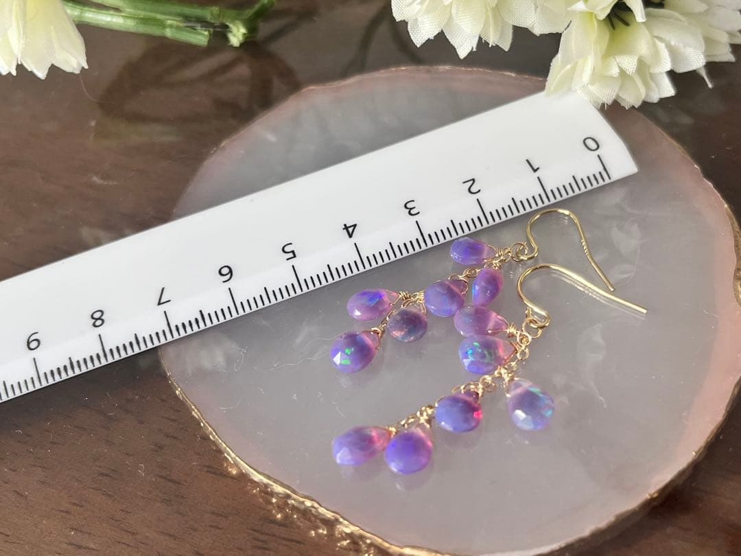 レアです14kgfパープルオパールのピアス