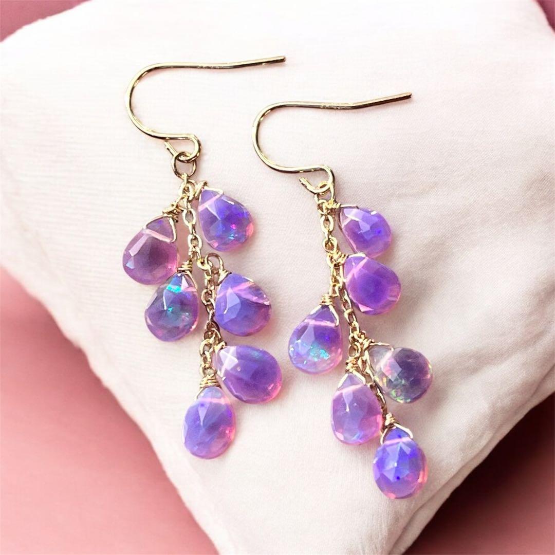 レアです14kgfパープルオパールのピアス