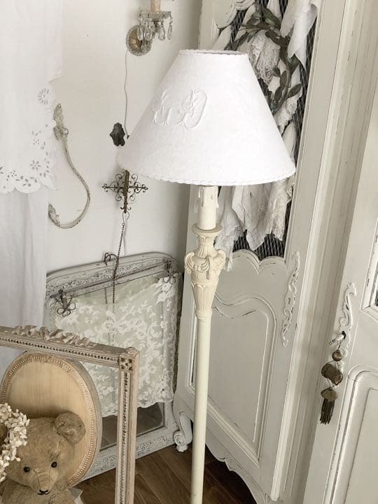 シャビー　フロアライト　モノグラム  シェード　セット　スタンドライト