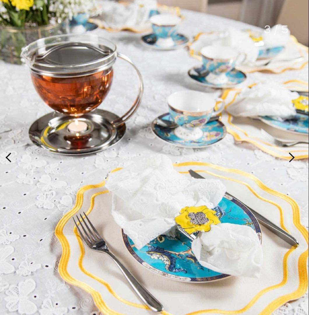 新品 - Time for tea立体刺繍入りバタフライナプキン4枚セット x2