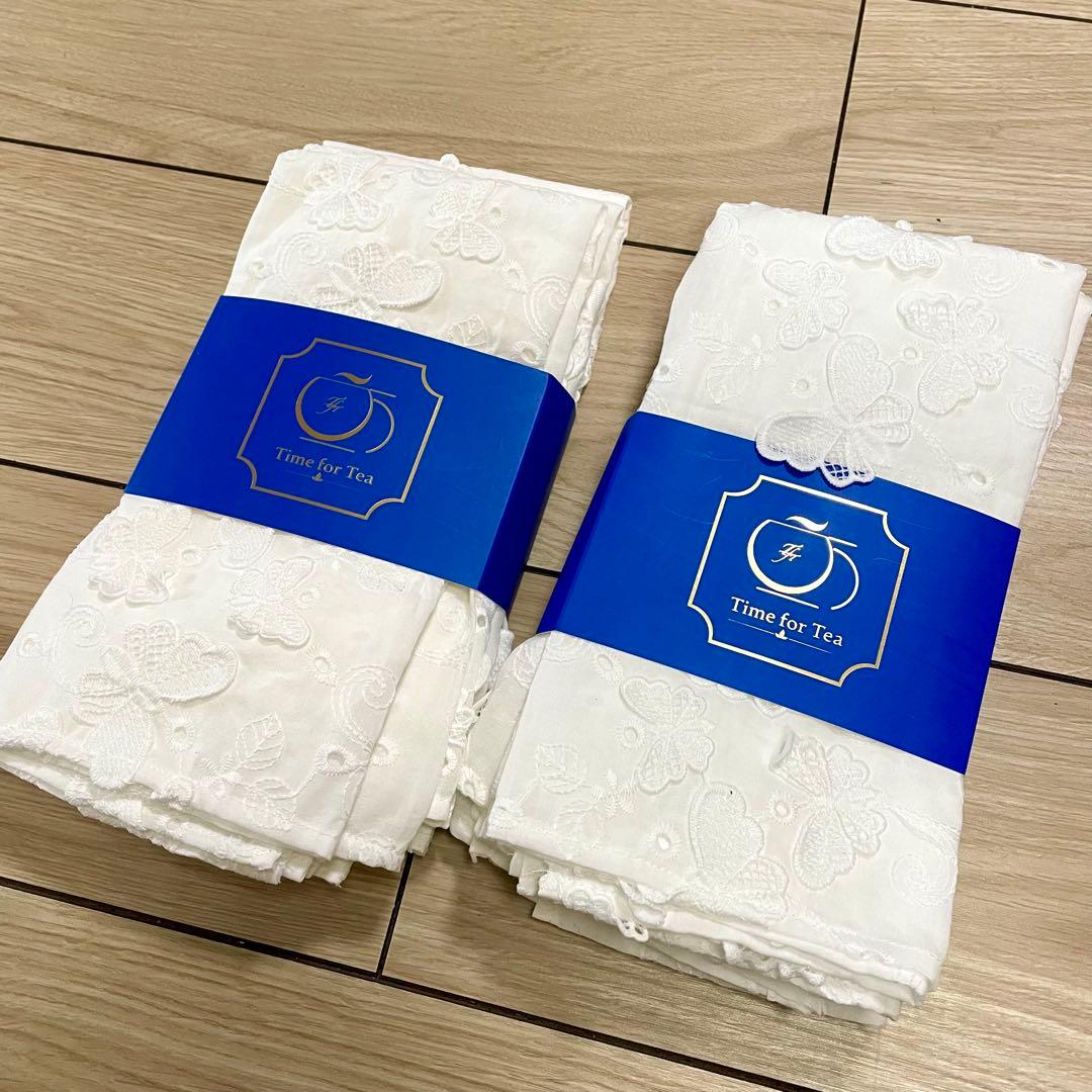 新品 - Time for tea立体刺繍入りバタフライナプキン4枚セット x2
