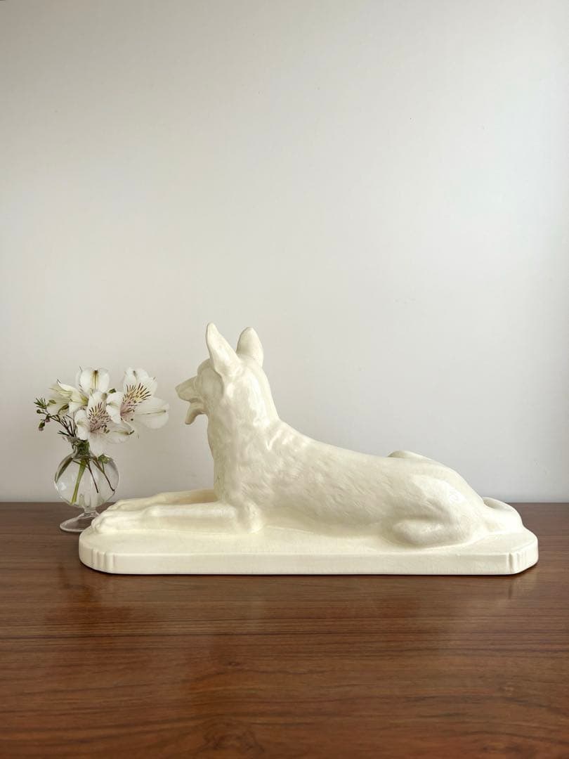 フランスアンティーク ♧ サルグミンヌ ♧ 陶器のジャーマンシェパード像