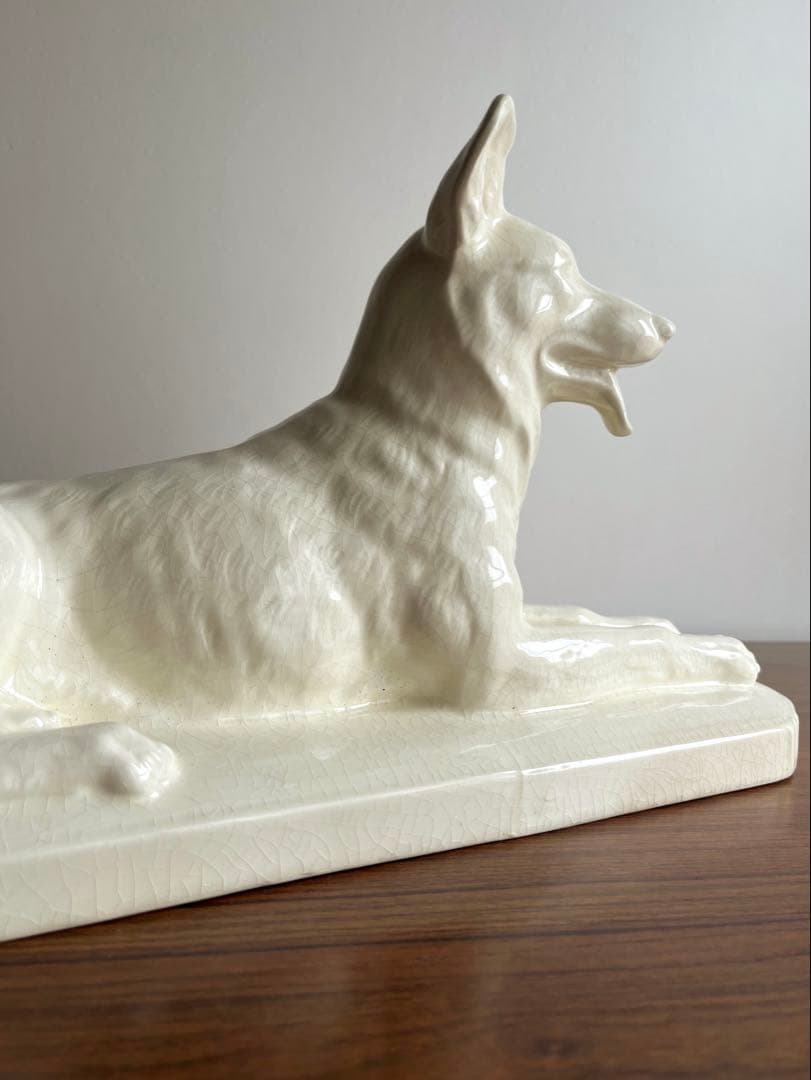フランスアンティーク ♧ サルグミンヌ ♧ 陶器のジャーマンシェパード像