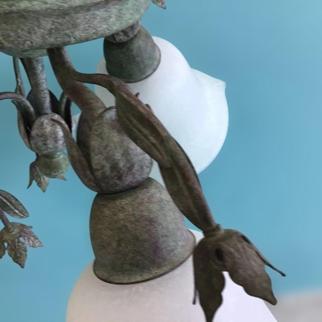 ナショナル　イタリア製　フラワー装飾シャンデリア 3灯