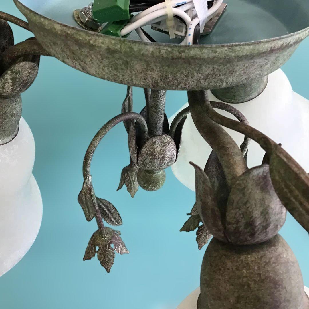 ナショナル　イタリア製　フラワー装飾シャンデリア 3灯