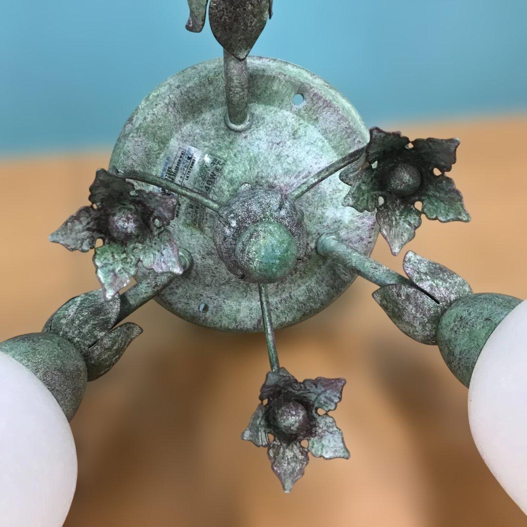 ナショナル　イタリア製　フラワー装飾シャンデリア 3灯