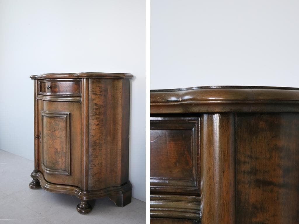 フランスアンティーク木製ホールテーブル机/サイドテーブル/飾り棚(90-90)