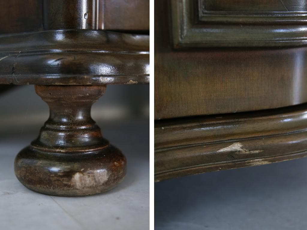 フランスアンティーク木製ホールテーブル机/サイドテーブル/飾り棚(90-90)