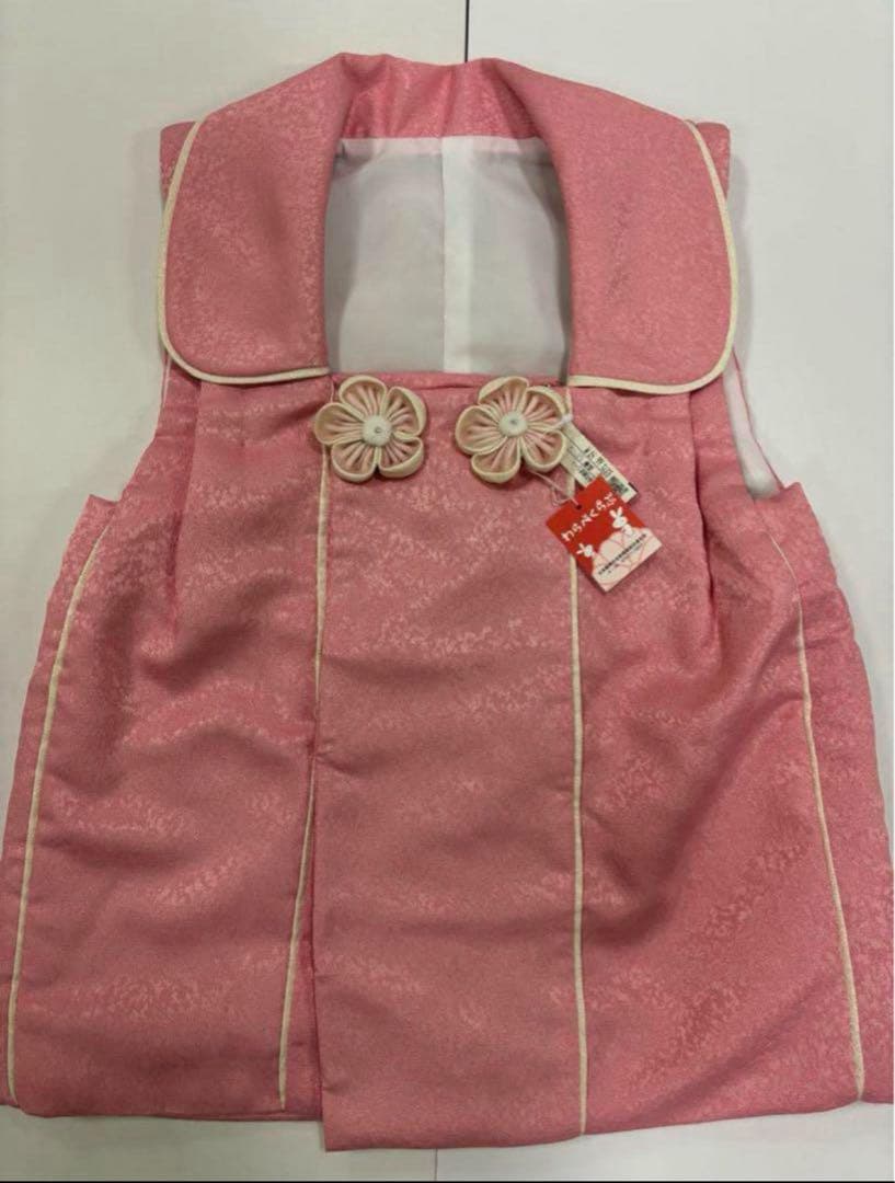 七五三　女の子　着物・被布セット　水色　桜　つまみ細工　チャーム　新品