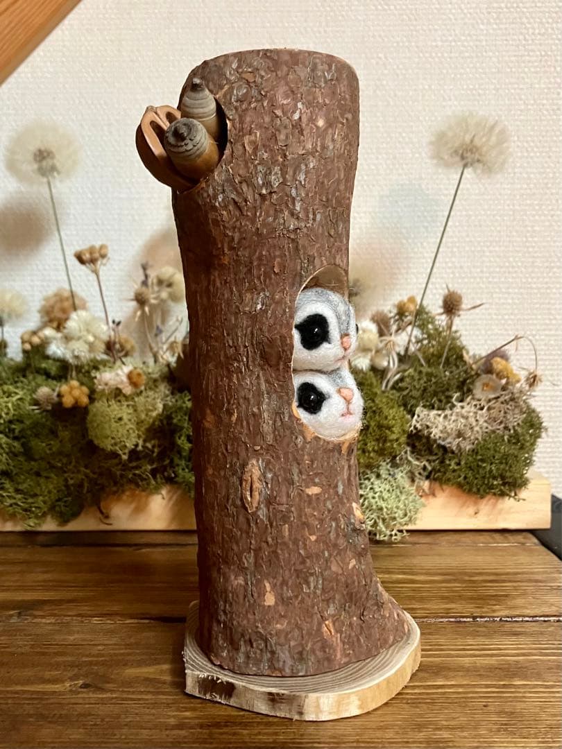 羊毛フェルト　エゾモモンガ(双子)