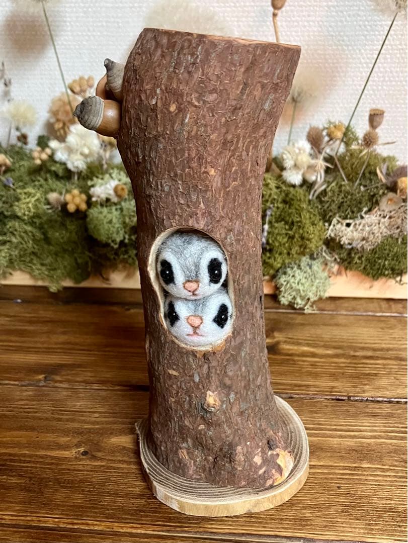 羊毛フェルト　エゾモモンガ(双子)