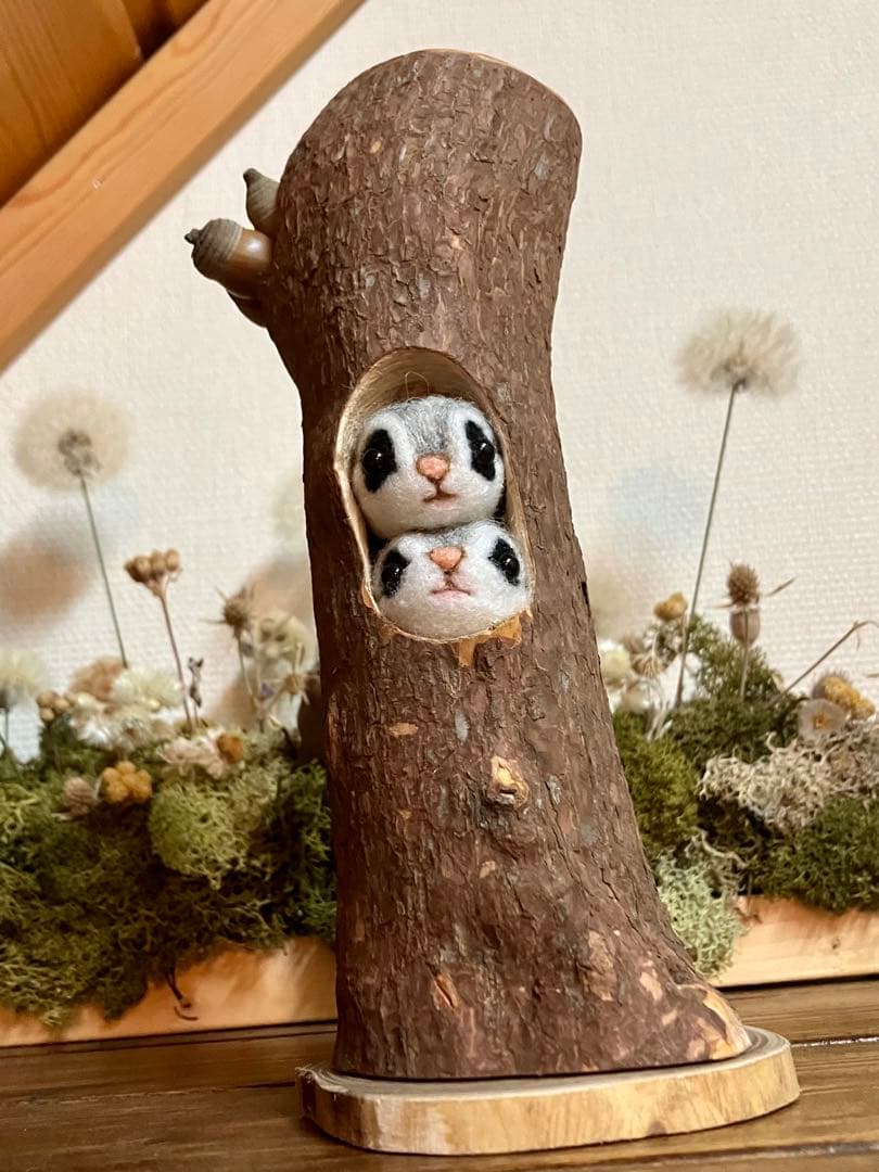 羊毛フェルト　エゾモモンガ(双子)