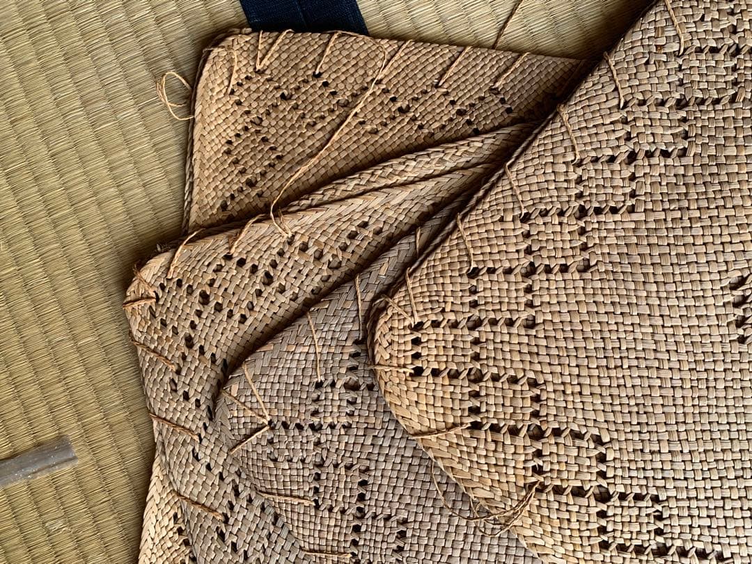 い草 透かし模様 座布団カバー 4枚セット　骨董　時代物　昭和