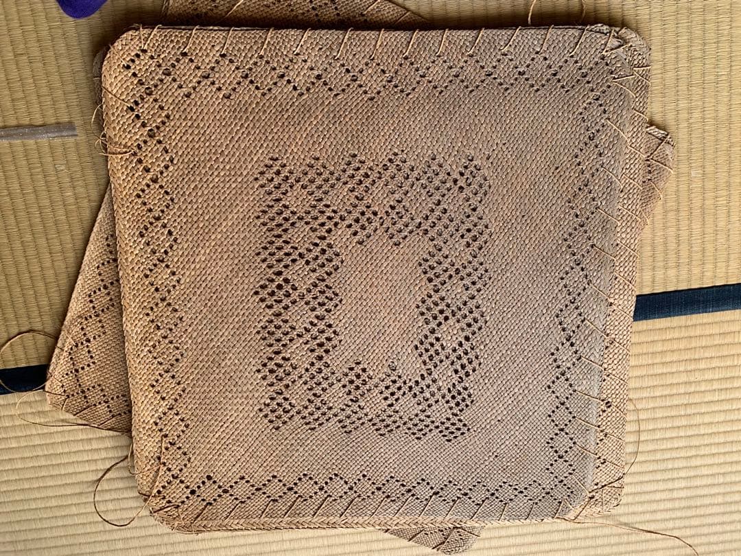 い草 透かし模様 座布団カバー 4枚セット　骨董　時代物　昭和