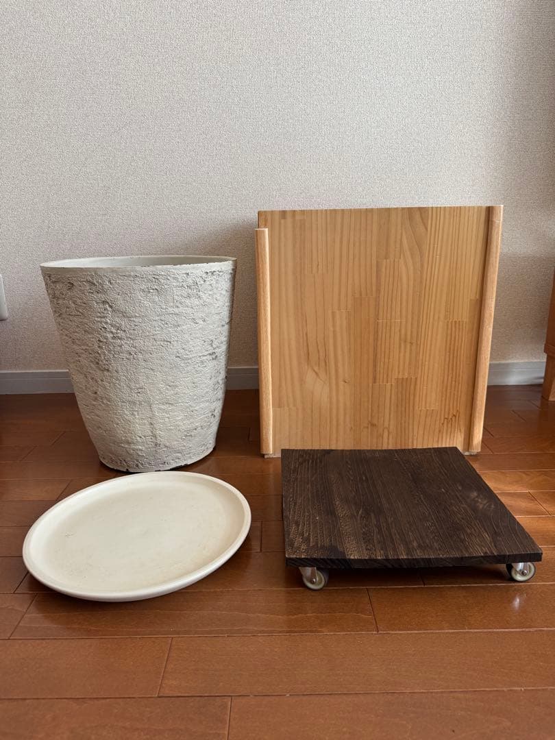 セメント風 プランター 陶器プレート 鉢カバー セット