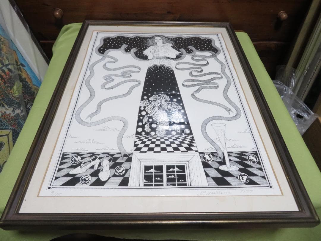 安垣春一　「女性像」　リトグラフ（9/15）　西日本スポーツ新聞イラスト担当