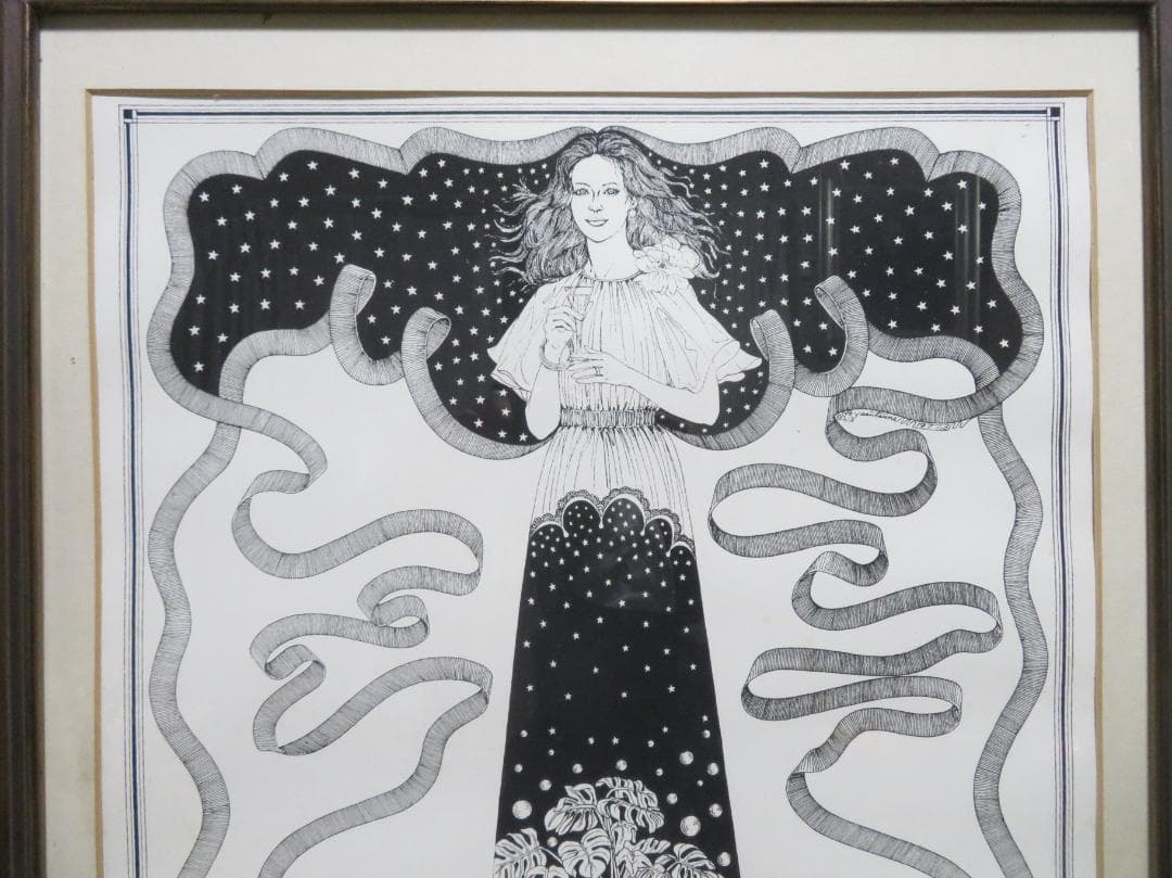 安垣春一　「女性像」　リトグラフ（9/15）　西日本スポーツ新聞イラスト担当