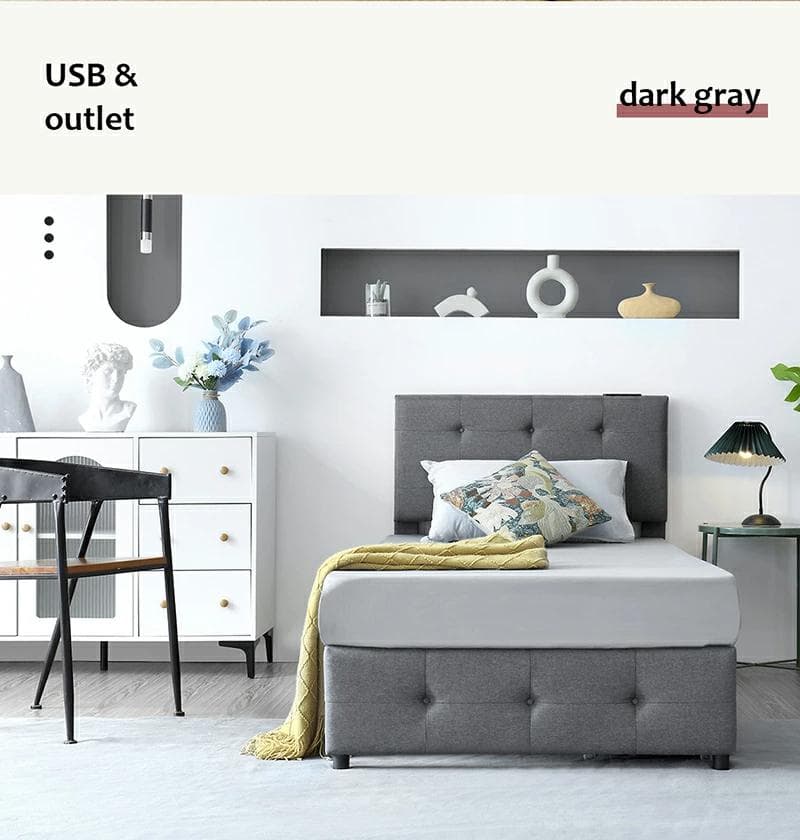 タイムセール！Dサイズ・ベッドフレーム【単品】　引き出し付きDARK　GREY