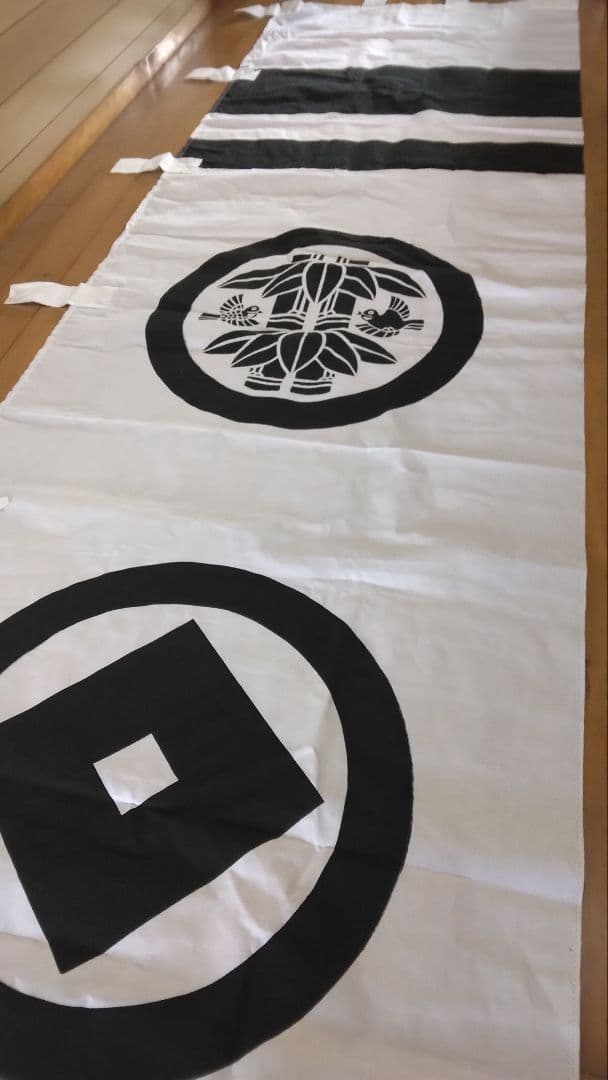 6m武者絵のぼり旗 未使用品 大畑耕雲 端午の節句 丸に竹笹に雀家紋アンティーク