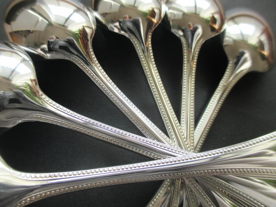 極美品☆高級銀器クリストフルシルバー銀P　コーヒースプーン6本　人気のパール