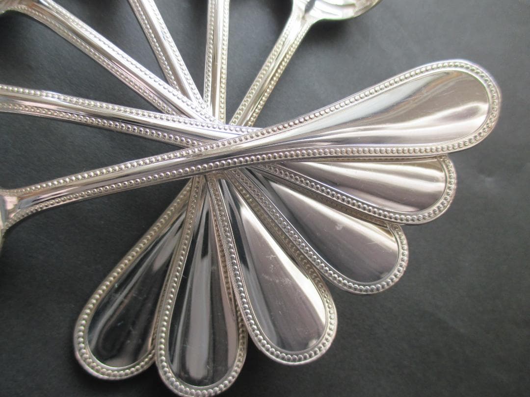 極美品☆高級銀器クリストフルシルバー銀P　コーヒースプーン6本　人気のパール