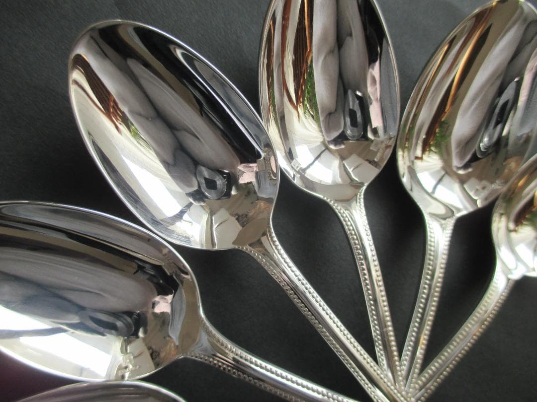 極美品☆高級銀器クリストフルシルバー銀P　コーヒースプーン6本　人気のパール