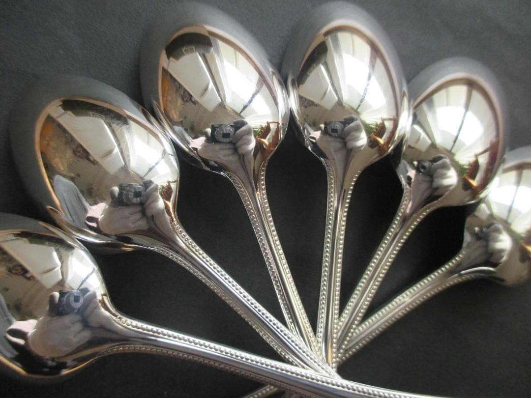 極美品☆高級銀器クリストフルシルバー銀P　コーヒースプーン6本　人気のパール