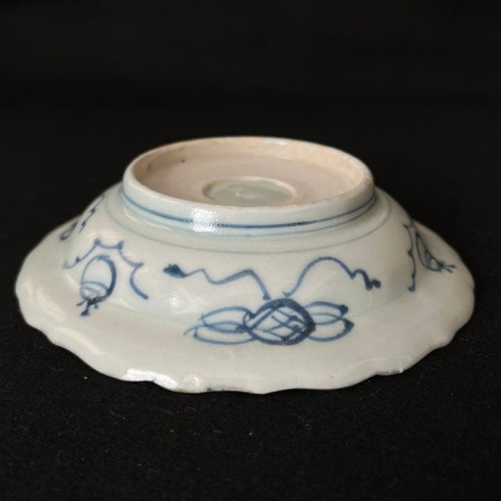 古伊万里　染付　山水文　輪花小皿　5枚