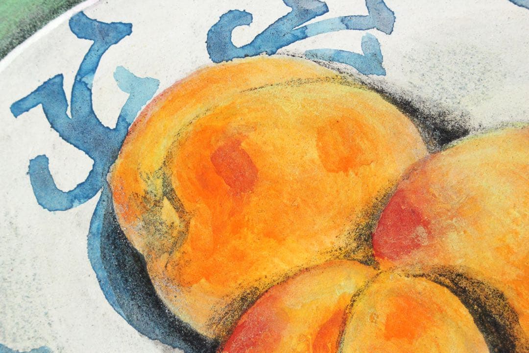 No5743 額装　木村廣吉　「杏」　直筆サイン　日本画　静物画　美術　送料無料