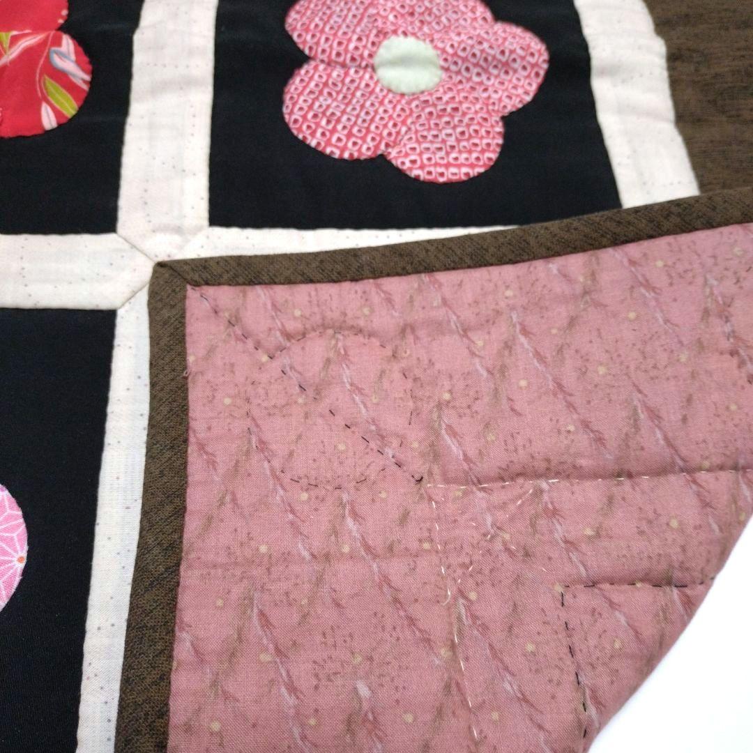 ハンドメイド　パッチワーク　キルト　タペストリー　マルチカバー　「希望の花」